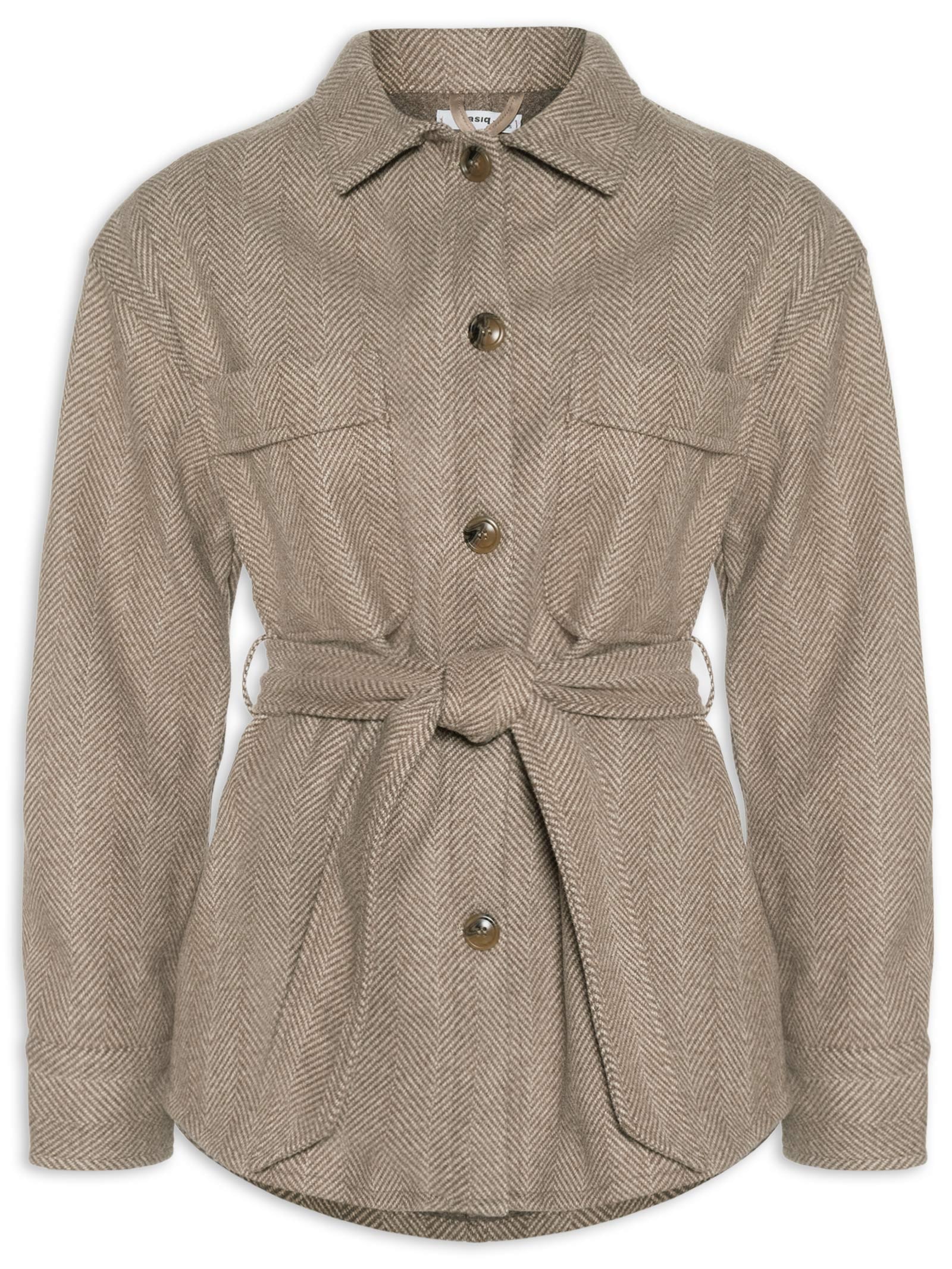 Casaco Feminino Com Amarração Marrom Basiq