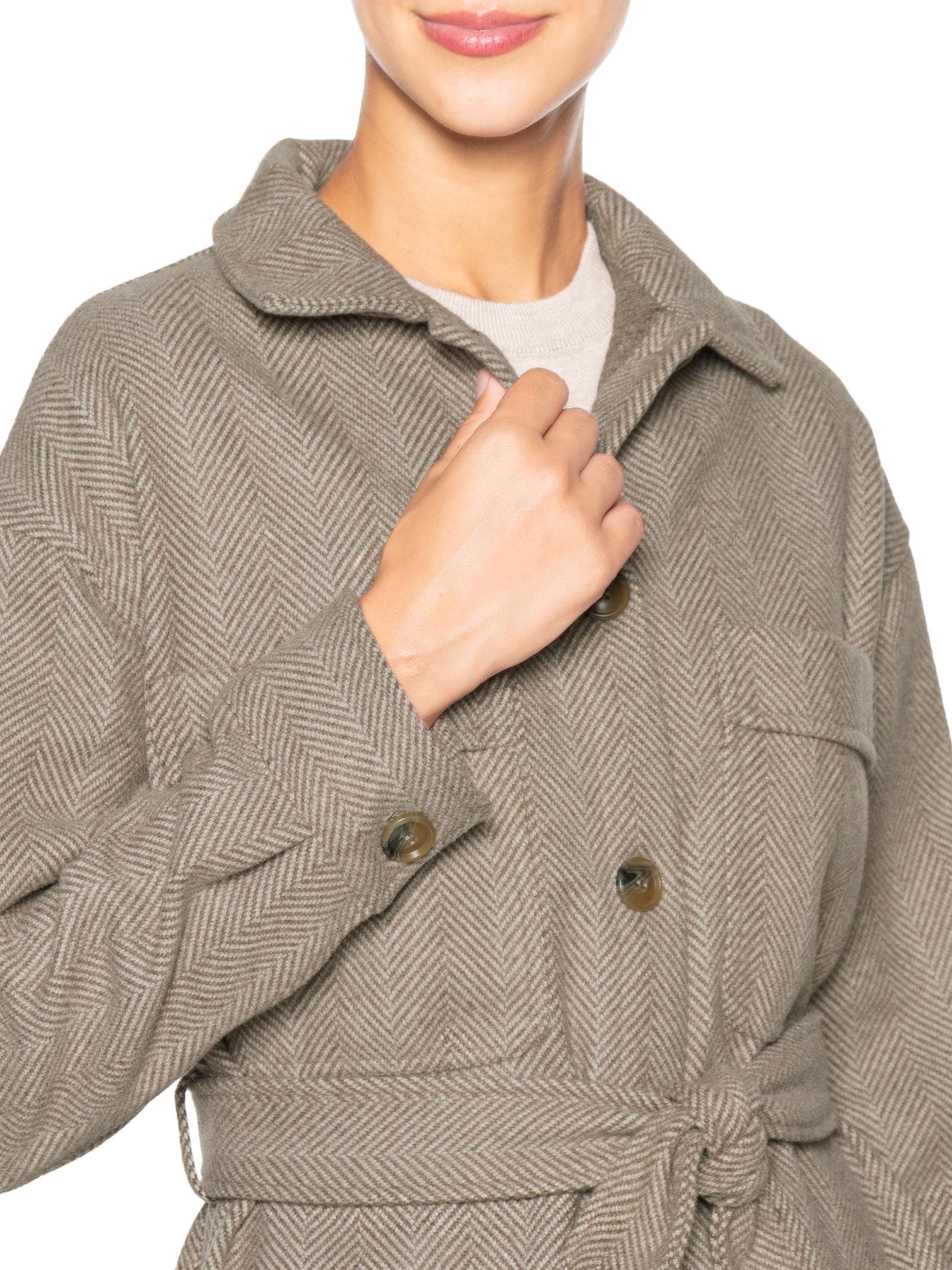 Casaco Feminino Com Amarração Marrom Basiq