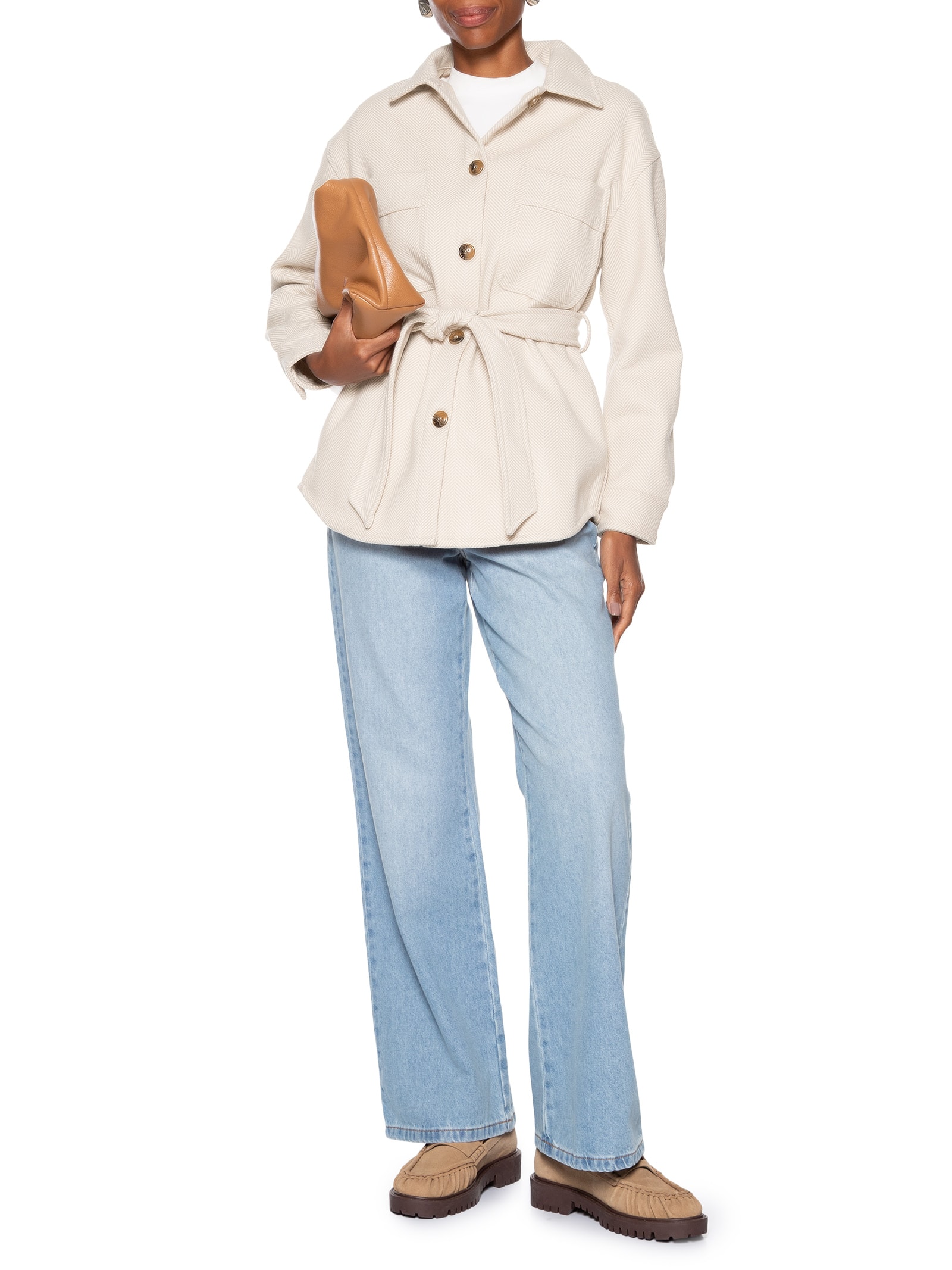 Casaco Feminino Com Amarração Off White Basiq