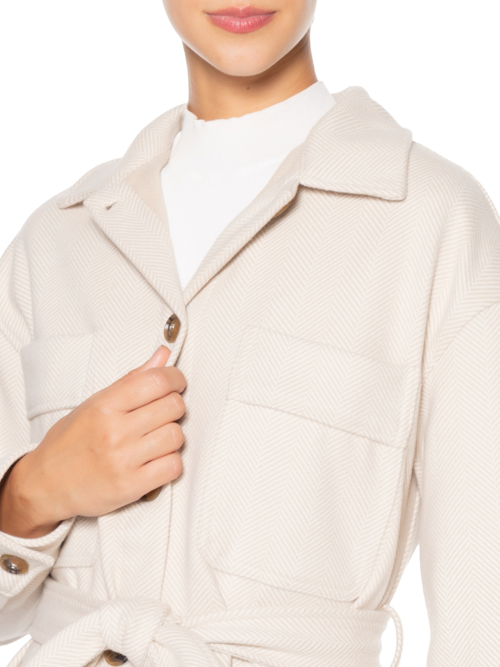 Casaco Feminino Com Amarração Off White Basiq