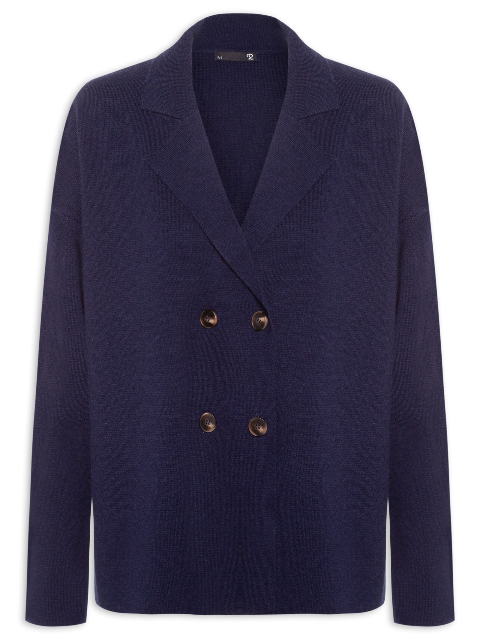 Casaco Feminino Com Blend De Lã E Cashmere Azul '2Essential