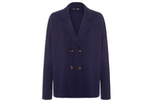 Casaco Feminino Com Blend De Lã E Cashmere - Azul
