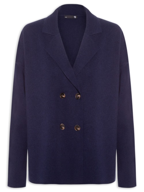 Casaco Feminino Com Blend De Lã E Cashmere - Azul