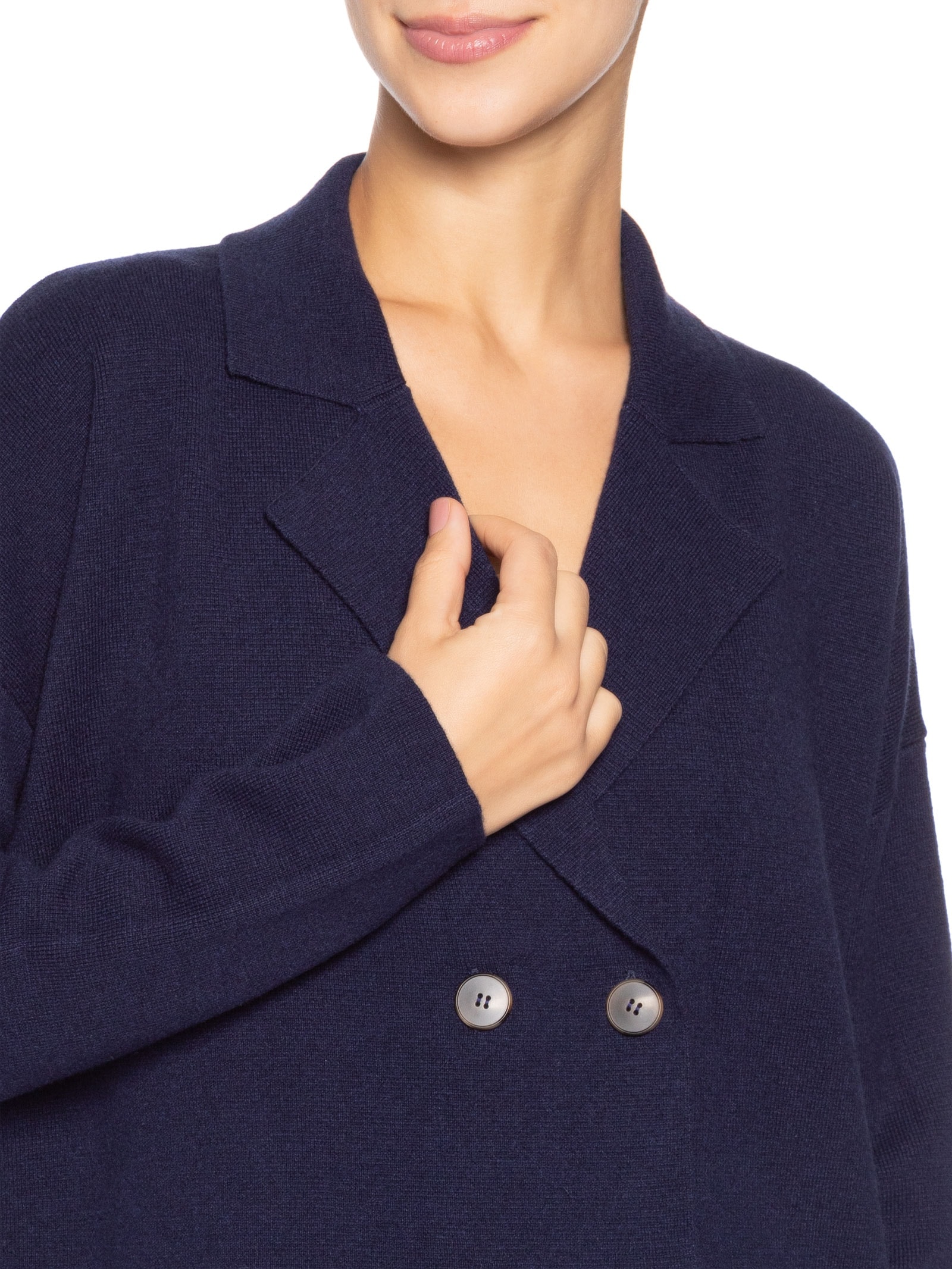 Casaco Feminino Com Blend De Lã E Cashmere Azul '2Essential