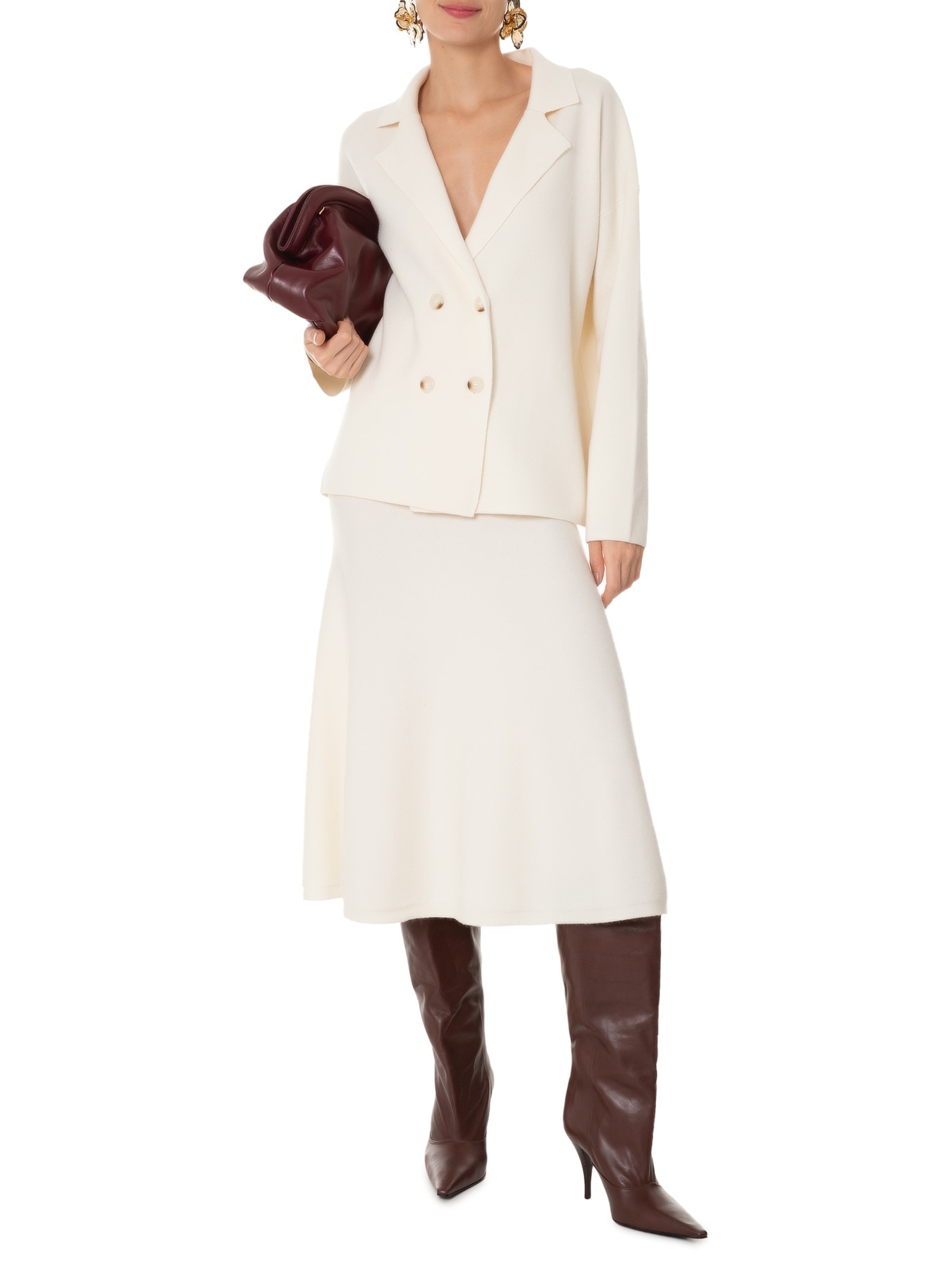 Casaco Feminino Com Blend de Lã e Cashmere Off White '2Essential