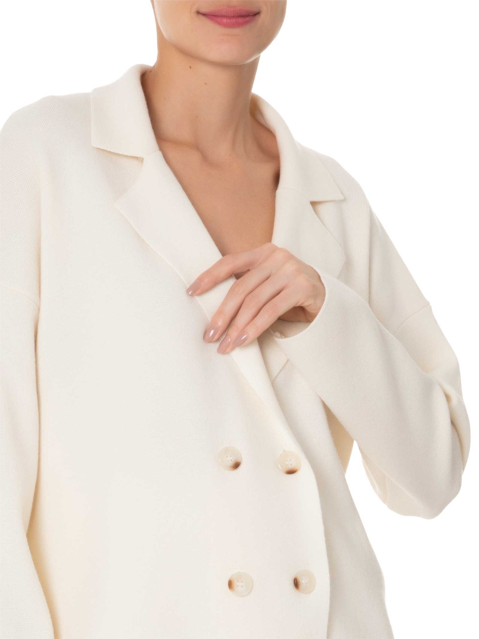Casaco Feminino Com Blend de Lã e Cashmere Off White '2Essential