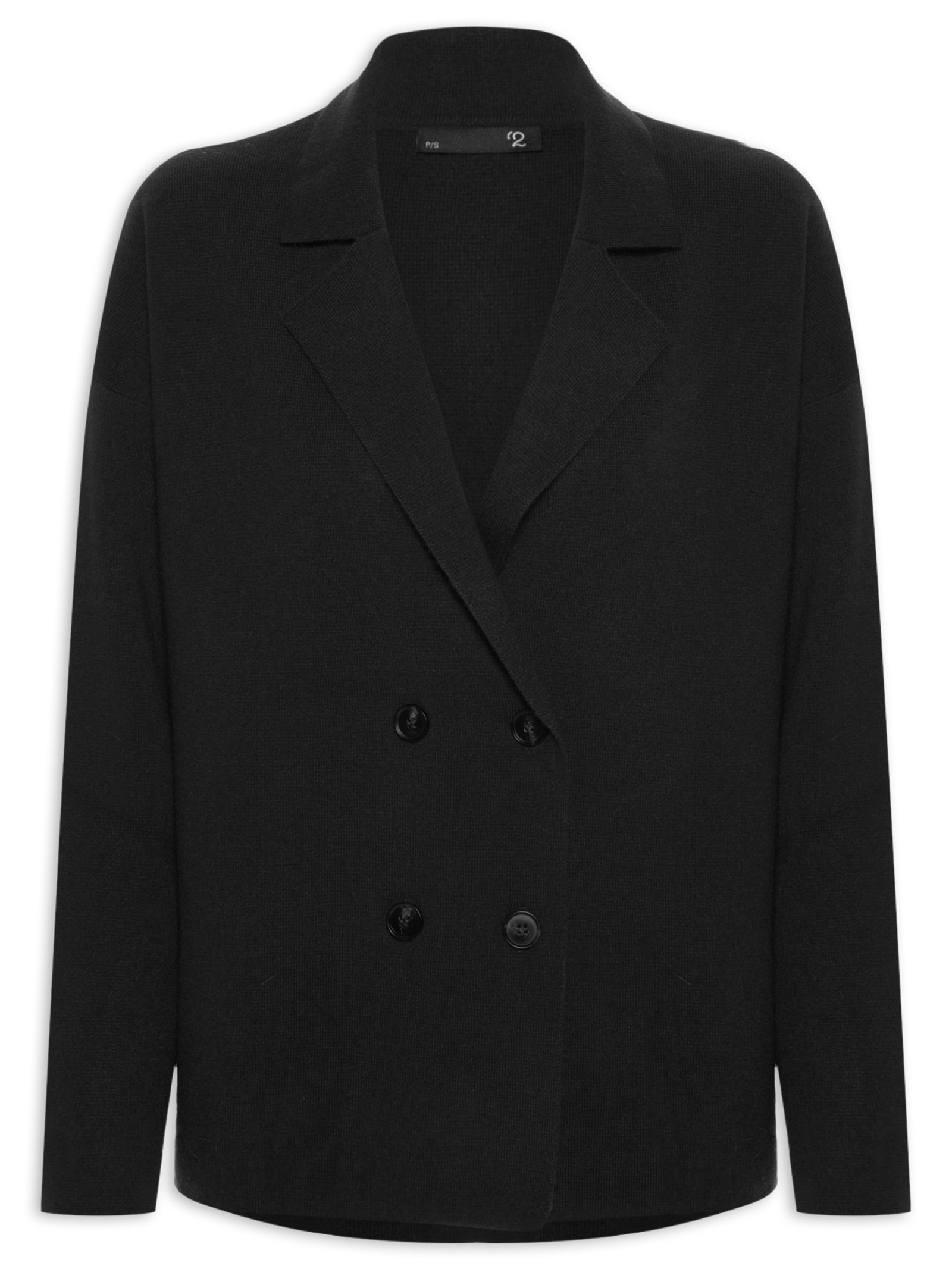 Casaco Feminino Com Blend de Lã e Cashmere Preto '2Essential