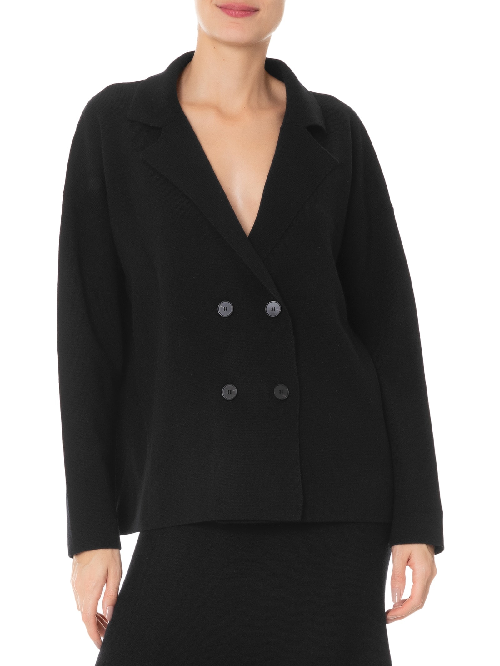 Casaco Feminino Com Blend de Lã e Cashmere Preto '2Essential