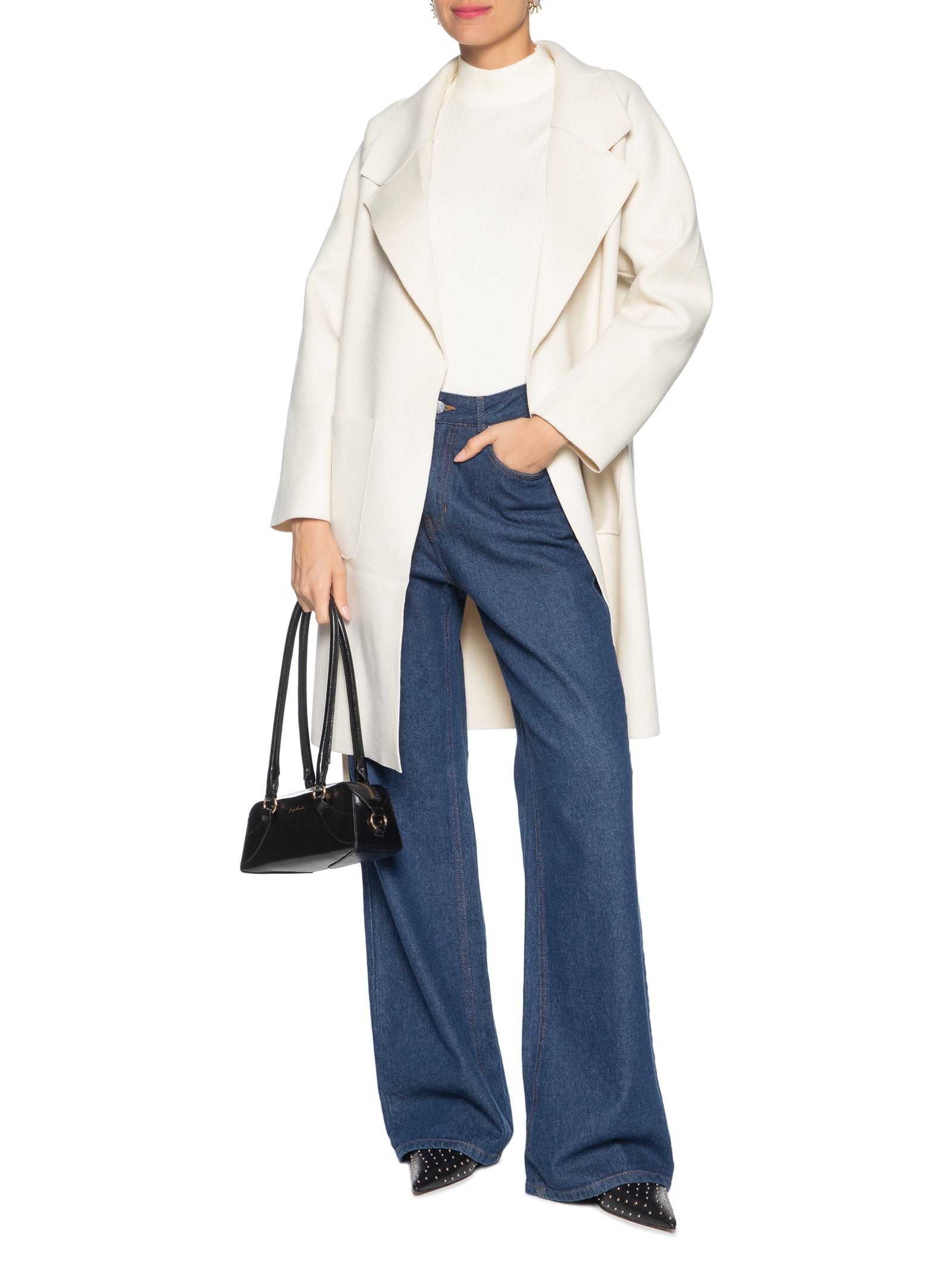 Casaco Feminino com Bolsos Frontais Off White '2Essential