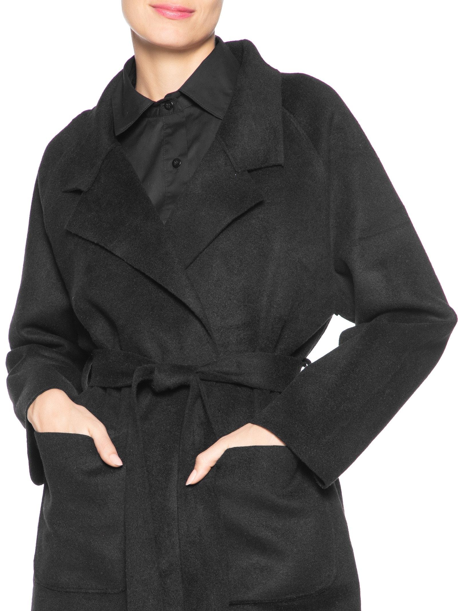 Casaco Feminino com Bolsos Frontais Preto '2Essential