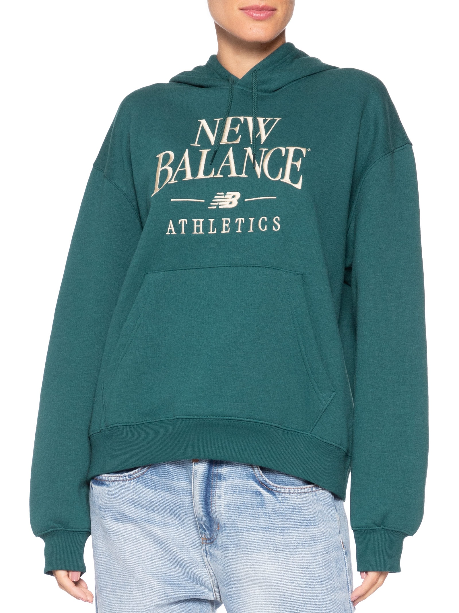 Casaco Feminino Com Capuz Linear Heritage Verde New Balance