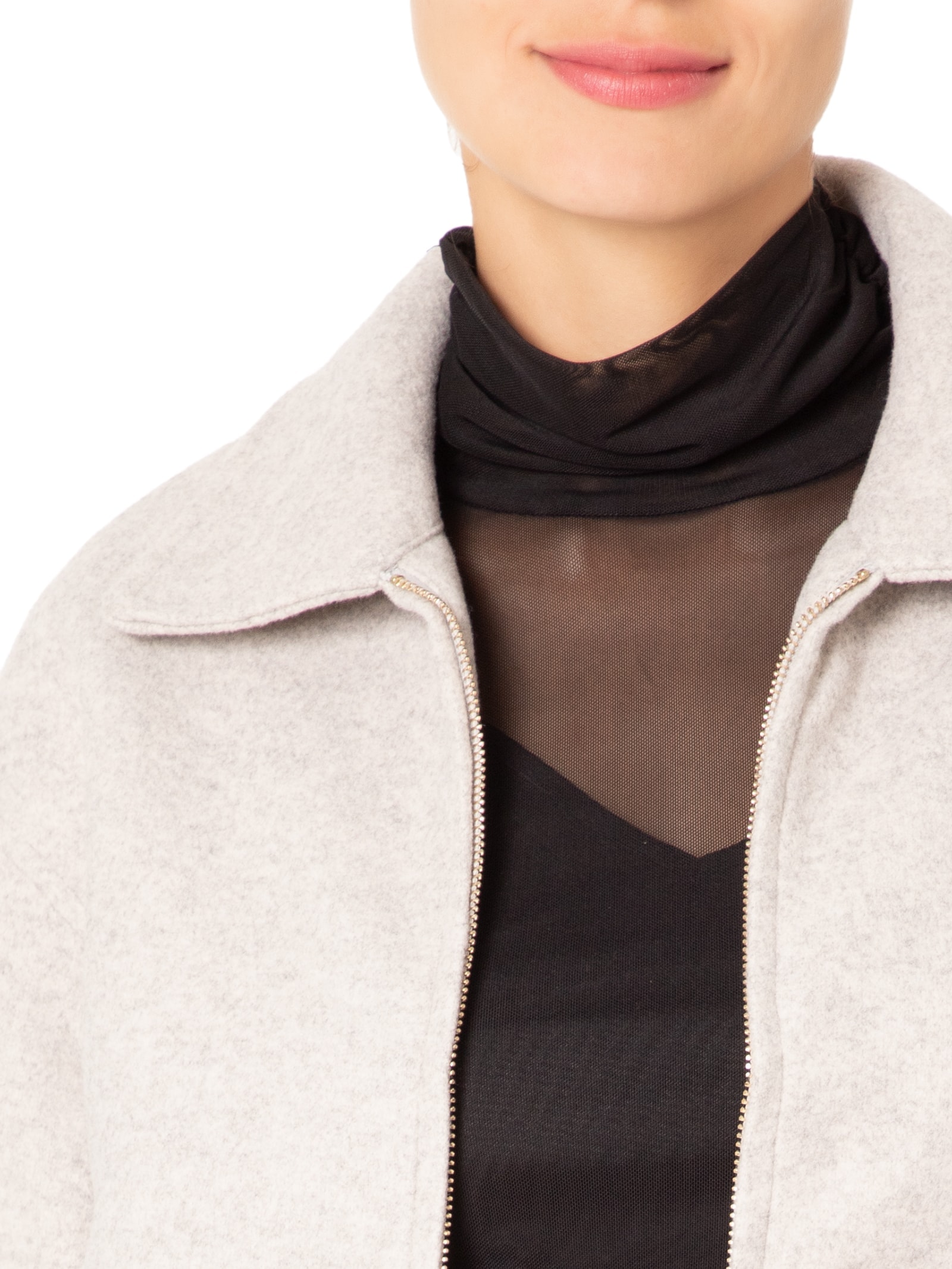 Casaco Feminino Com Gola Polo Cinza Market 33