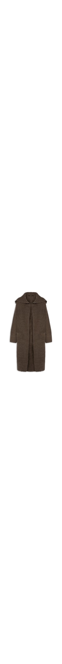 Casaco Feminino Comprido De Tricot Maxi Gola - Marrom