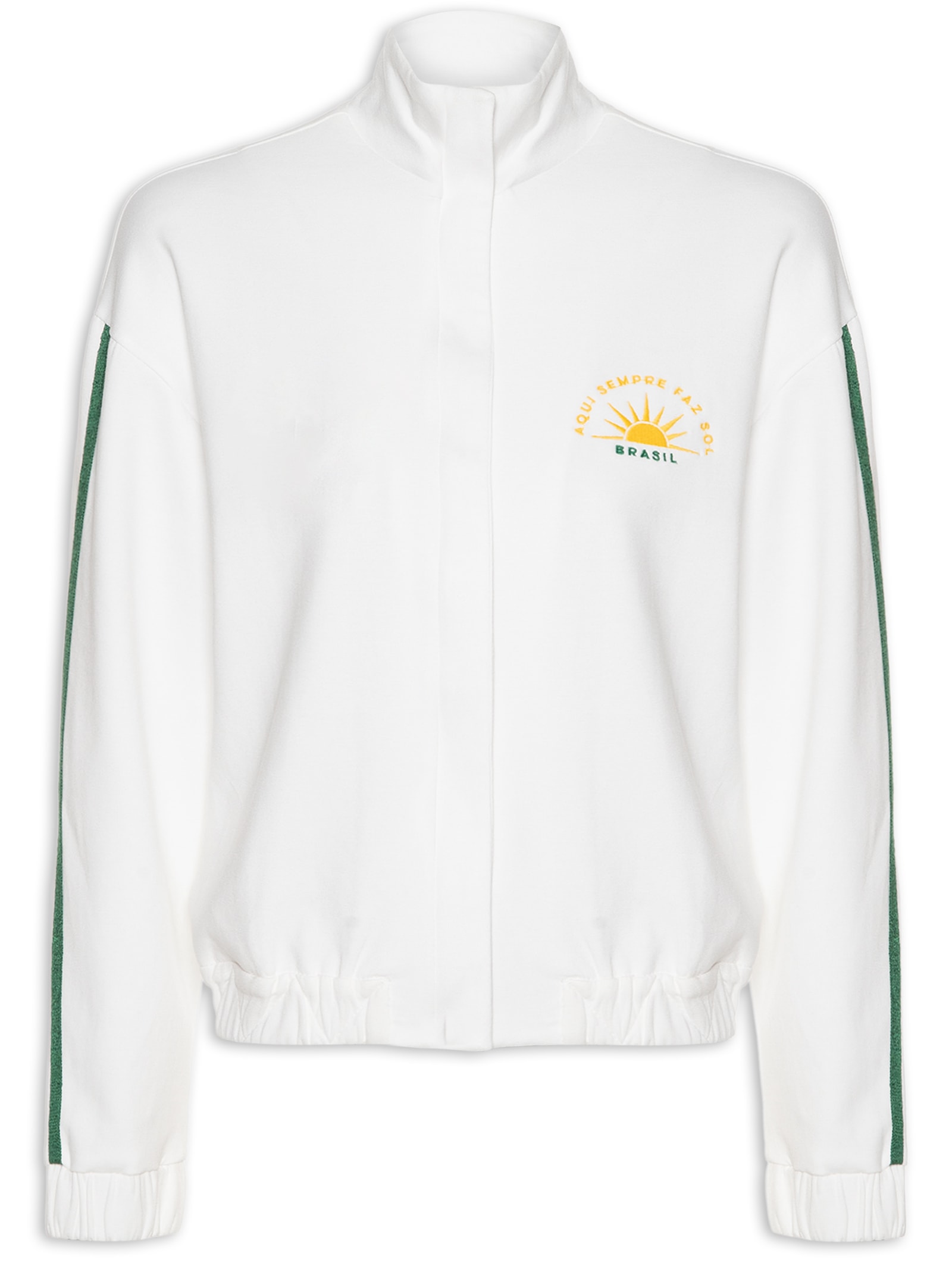 Casaco Feminino Copa Bordado Brasil Branco Dress To