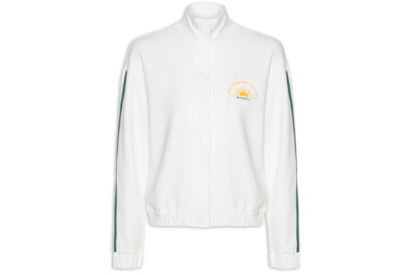 Casaco Feminino Copa Bordado Brasil - Branco