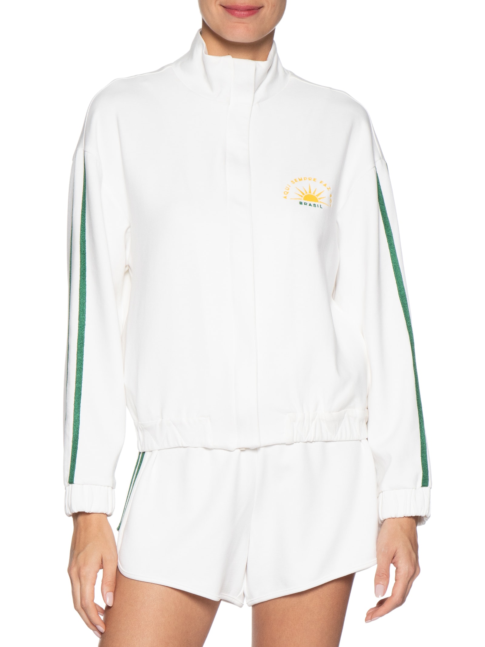 Casaco Feminino Copa Bordado Brasil Branco Dress To