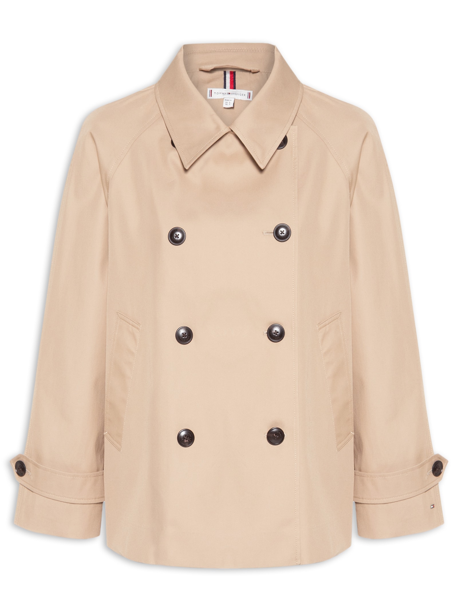 Tommy Hilfiger - Casaco Feminino Cotton Reg Short Trench Coat - Bege