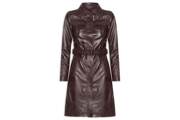 Casaco Feminino Couro Com Cinto - Vermelho