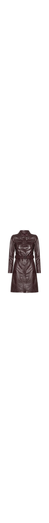 Casaco Feminino Couro Com Cinto - Vermelho