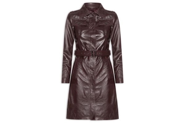 Casaco Feminino Couro Com Cinto - Vermelho