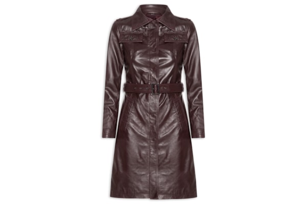 Casaco Feminino Couro Com Cinto - Vermelho