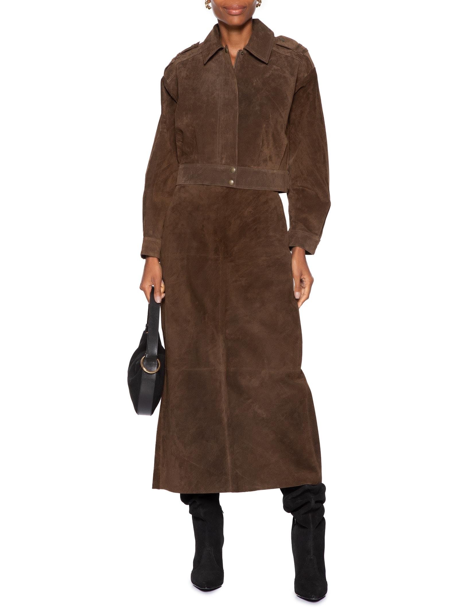 Casaco Feminino Couro Cropped Sharon Marrom Studio Kalline