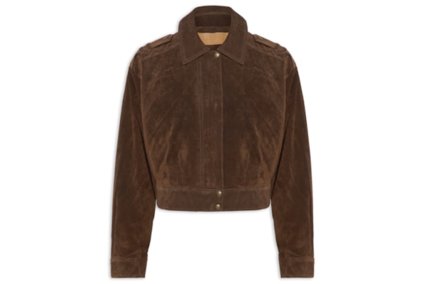 Casaco Feminino Couro Cropped Sharon - Marrom