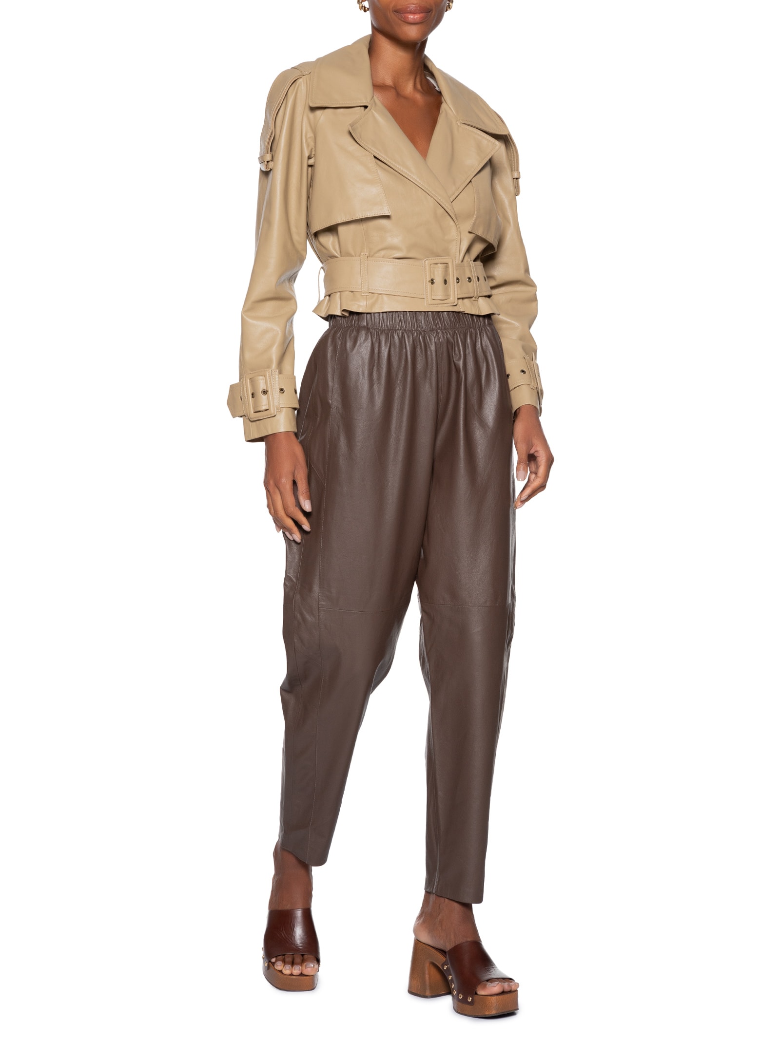 Casaco Feminino Couro Loui Oversized Bege Studio Kalline