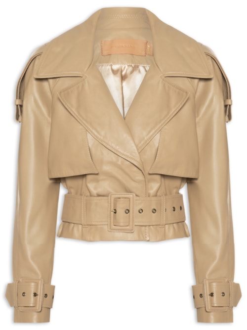 Casaco Feminino Couro Loui Oversized - Bege