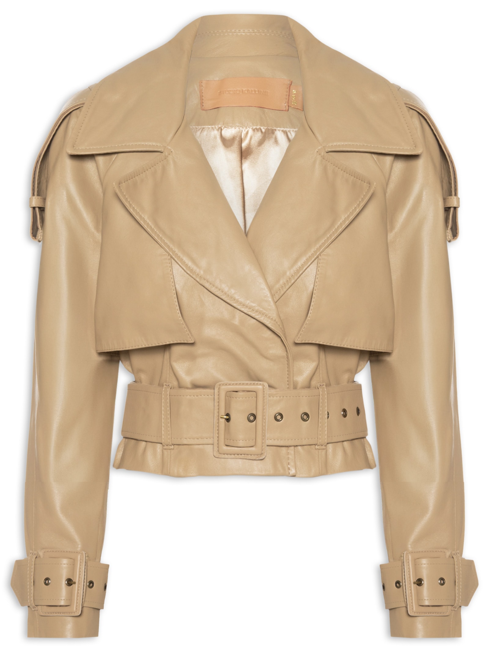 Casaco Feminino Couro Loui Oversized Bege Studio Kalline