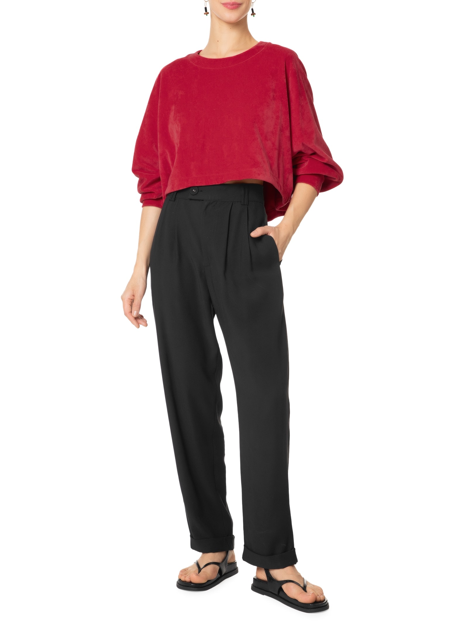 Casaco Feminino Cropped Plush Vermelho Osklen