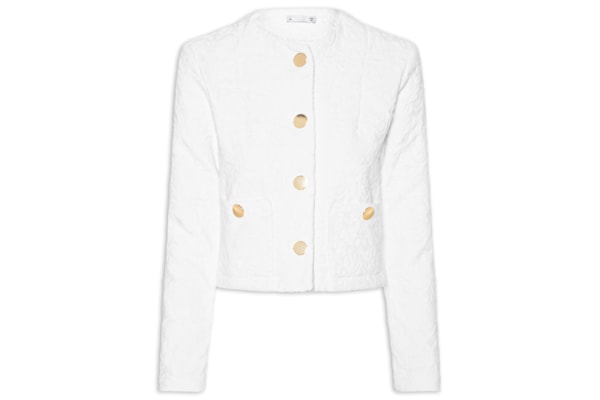Casaco Feminino Curto Em Jacquard - Branco