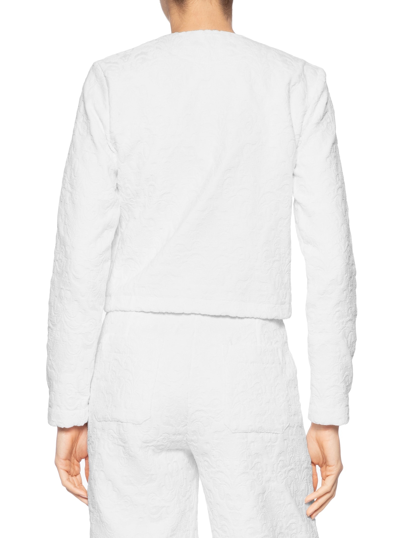 Casaco Feminino Curto Em Jacquard Branco '2Essential