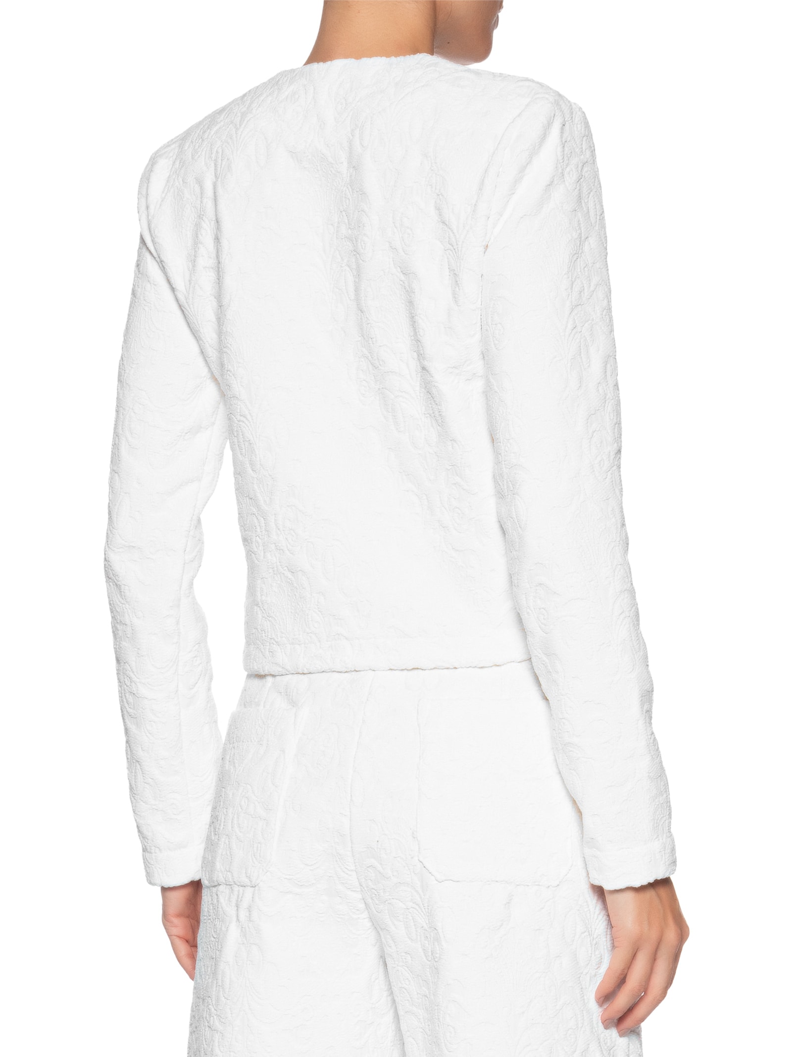 Casaco Feminino Curto Em Jacquard Branco '2Essential