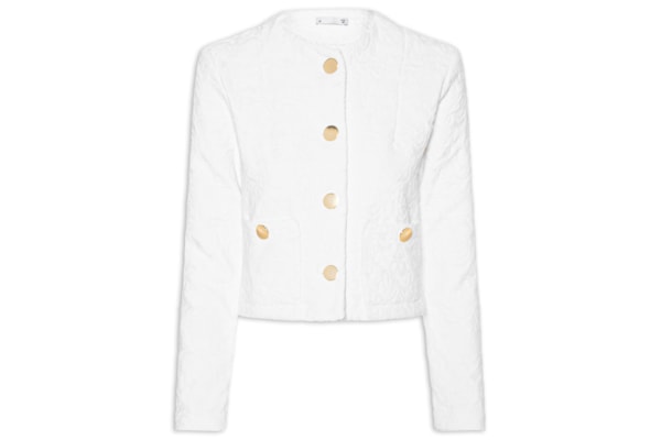 Casaco Feminino Curto Em Jacquard - Branco