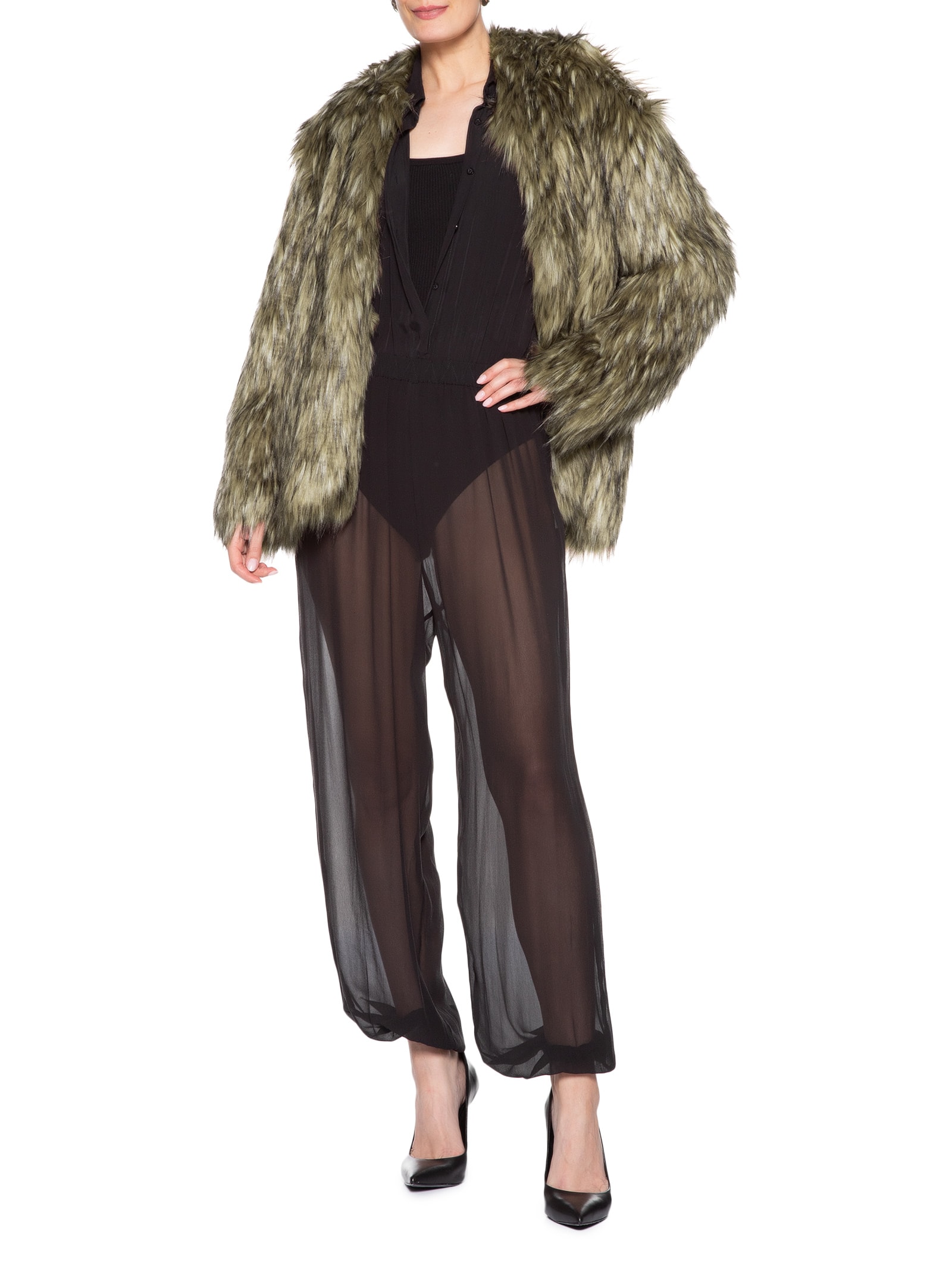 Casaco Feminino Curto Em Pele Sintética Marrom Anselmi