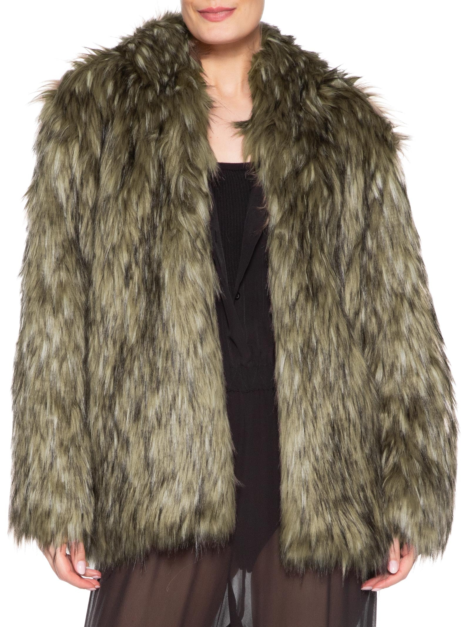 Casaco Feminino Curto Em Pele Sintética Marrom Anselmi