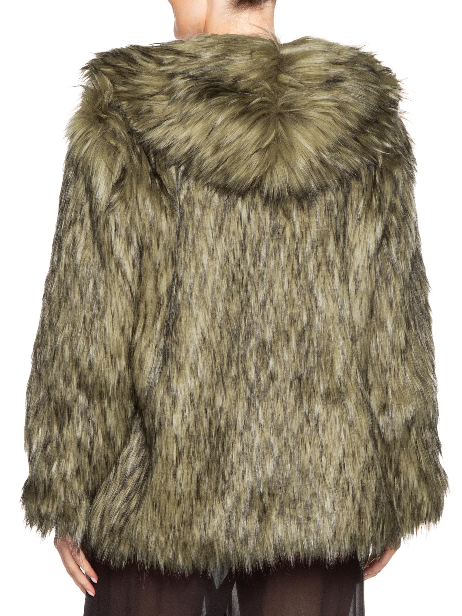 Casaco Feminino Curto Em Pele Sintética Marrom Anselmi