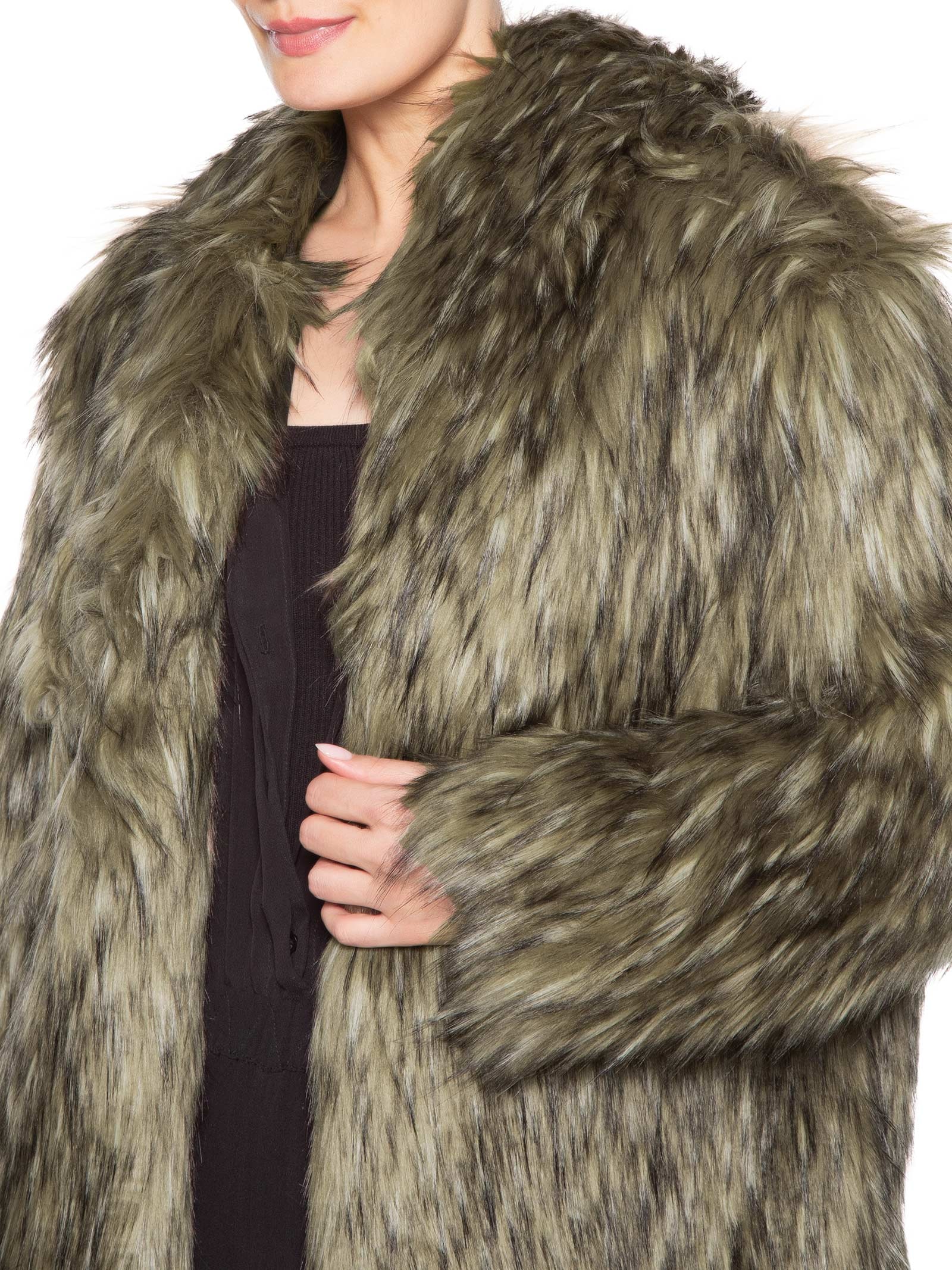 Casaco Feminino Curto Em Pele Sintética Marrom Anselmi