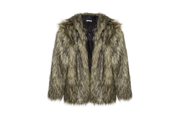 Casaco Feminino Curto Em Pele Sintética - Marrom