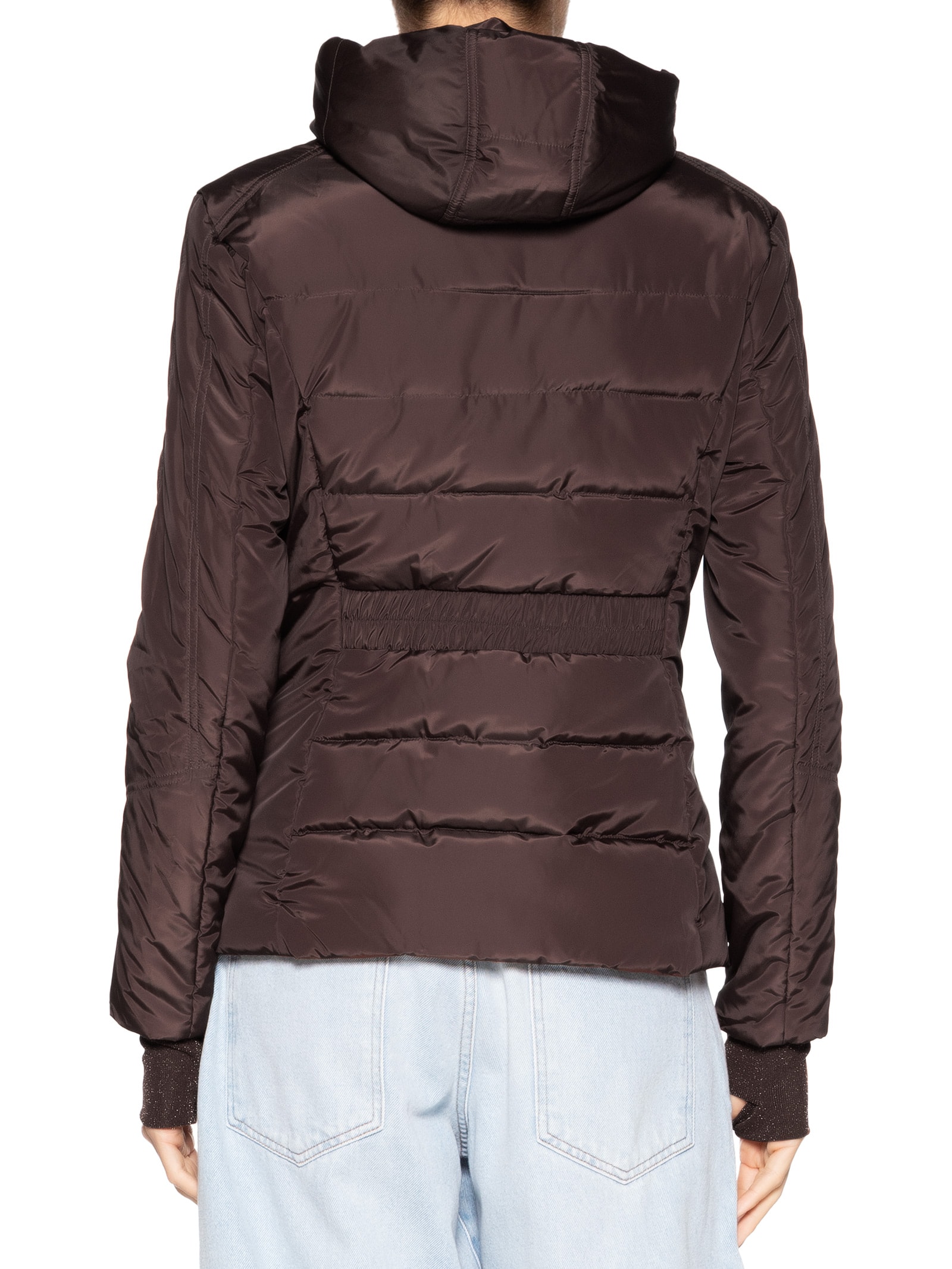 Casaco Feminino De Nylon E Malha Puffer Marrom Animale Jeans