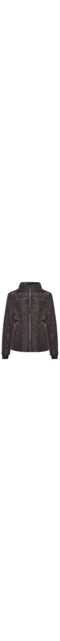 Casaco Feminino de Nylon e Malha Puffer - Preto
