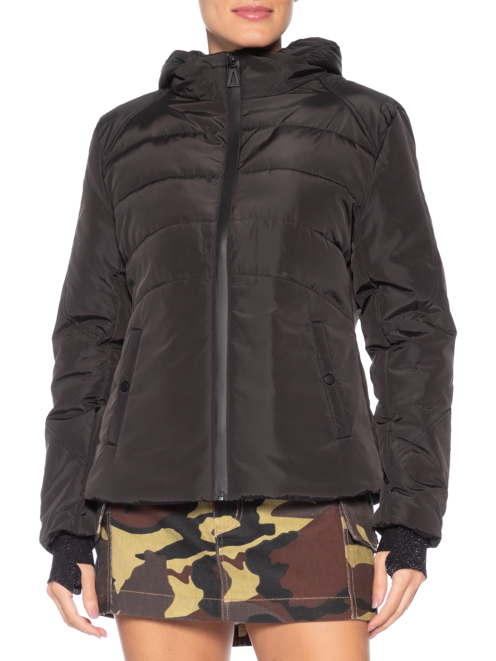 Casaco Feminino de Nylon e Malha Puffer Preto Animale Jeans