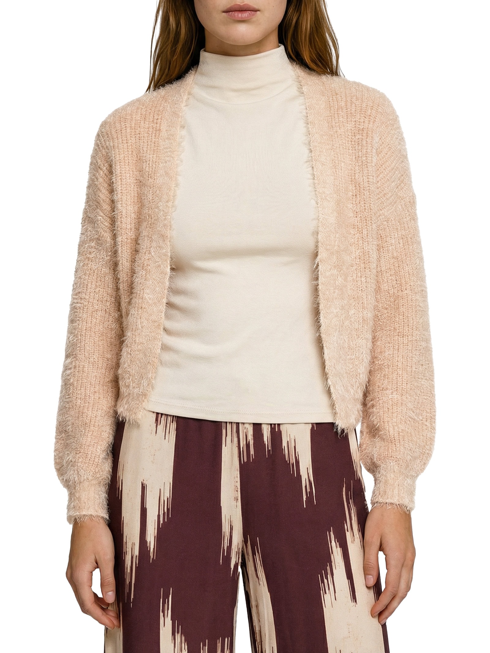 Casaco Feminino De Tricot Pelinho Marrom Cacay