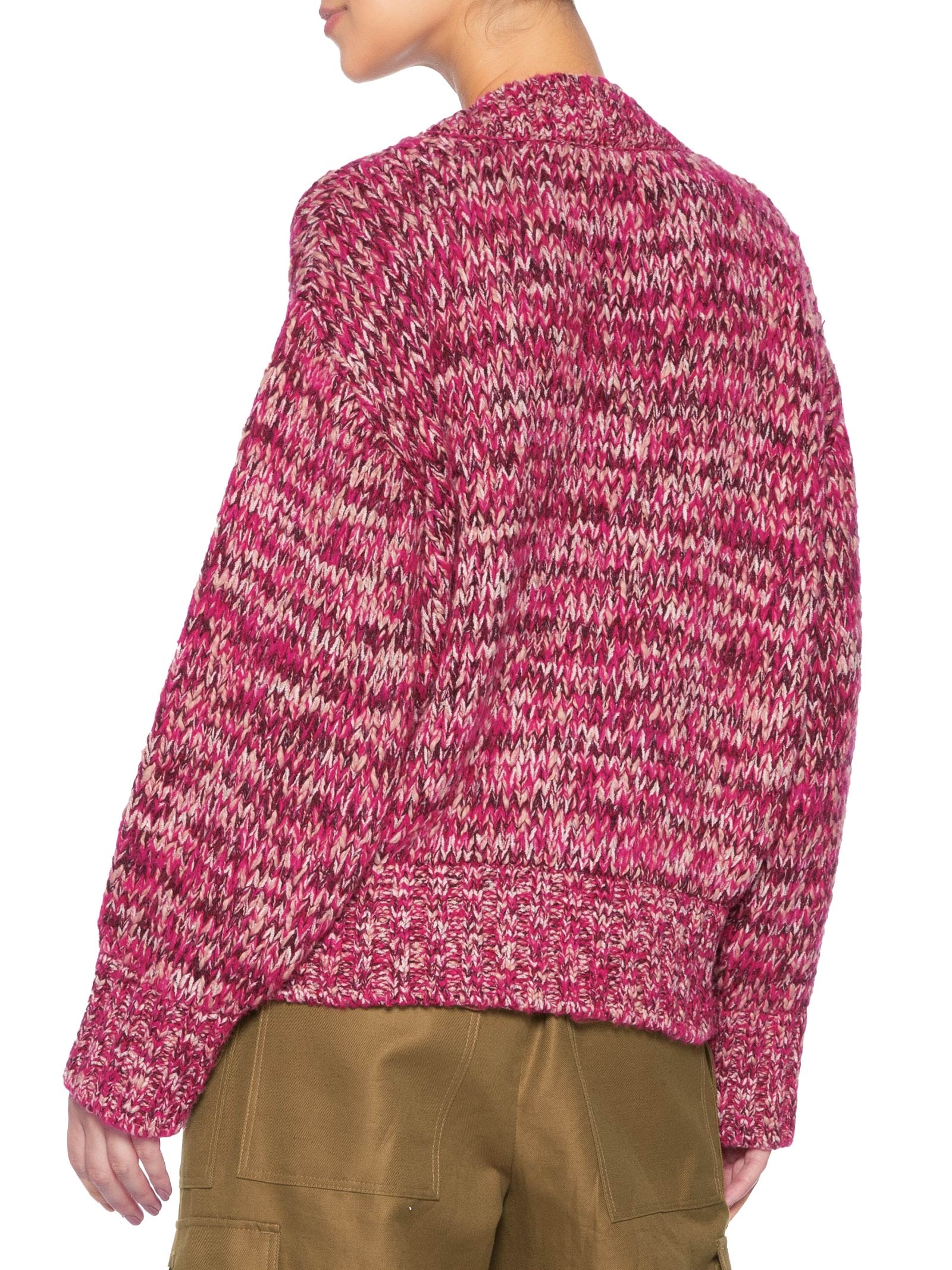 Casaco Feminino De Tricot Ponto Mix Rosa Animale