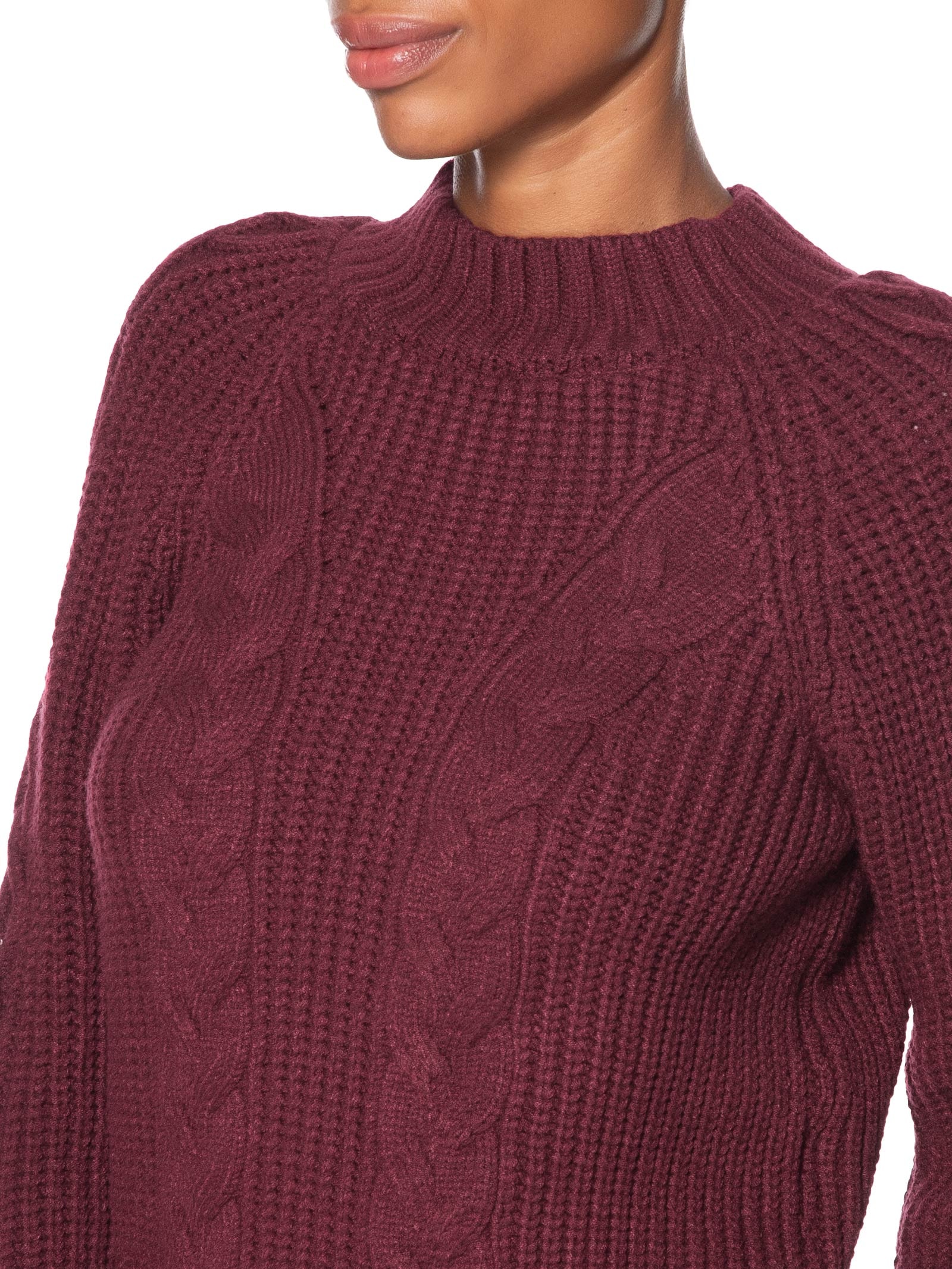 Casaco Feminino De Tricot Tranças Manga Raglan Vermelho Animale