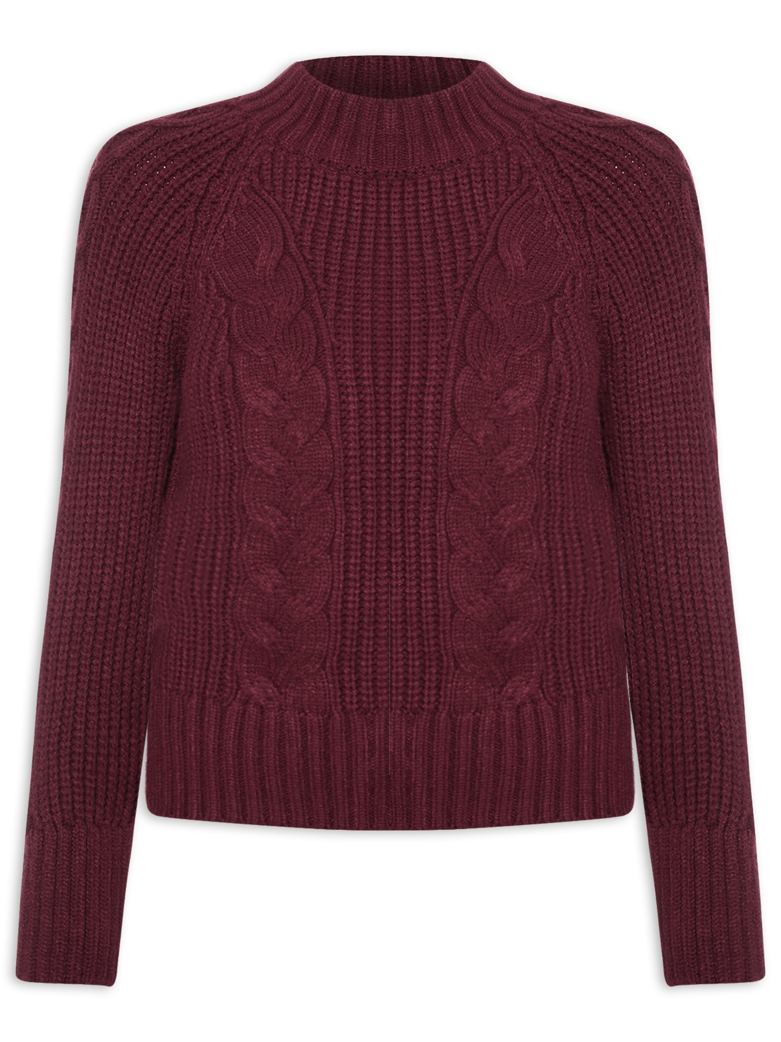 Casaco Feminino De Tricot Tranças Manga Raglan Vermelho Animale