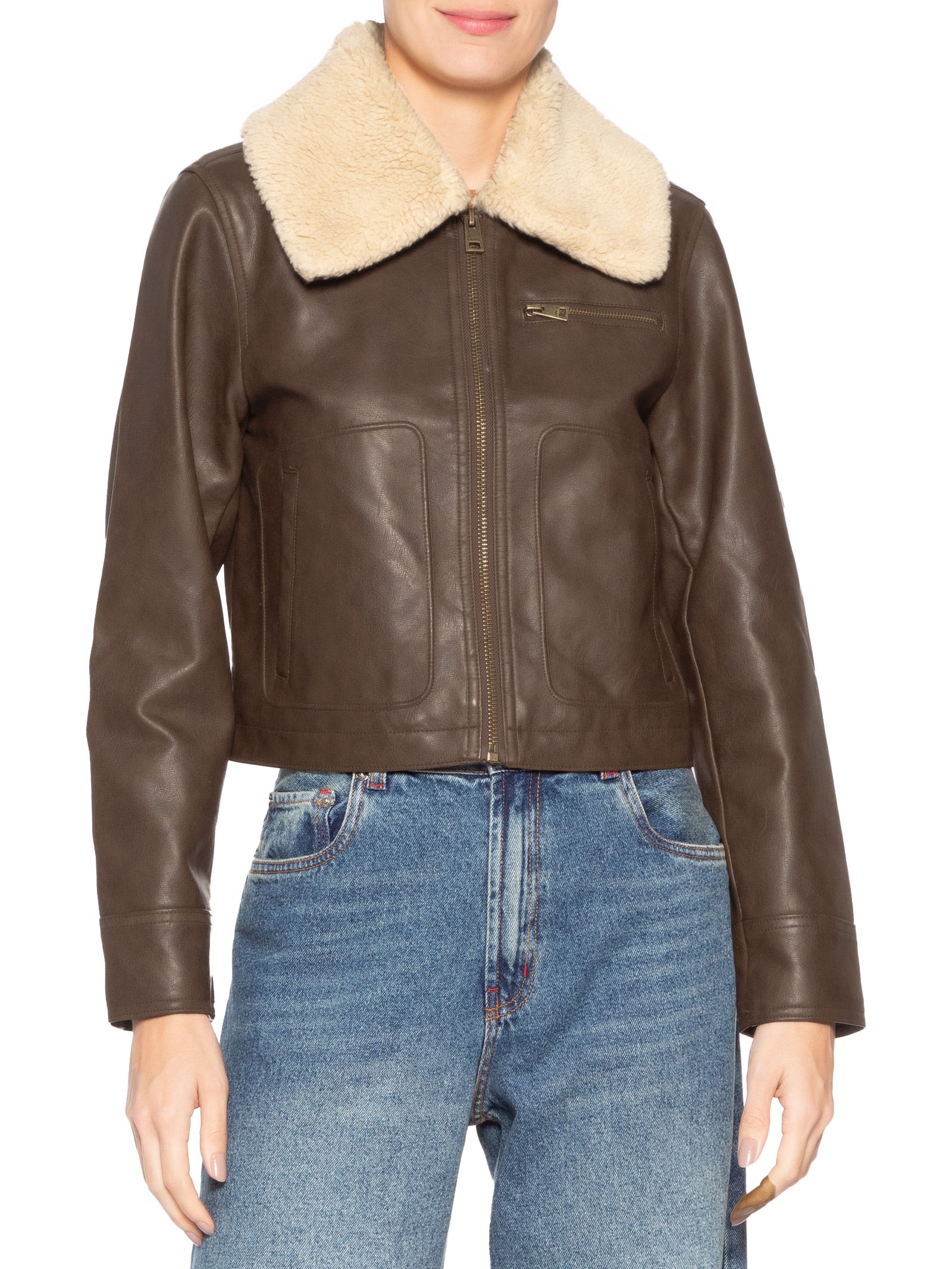 Casaco Feminino GIII Cropped Vintage Aviator W. S Marrom Levi's