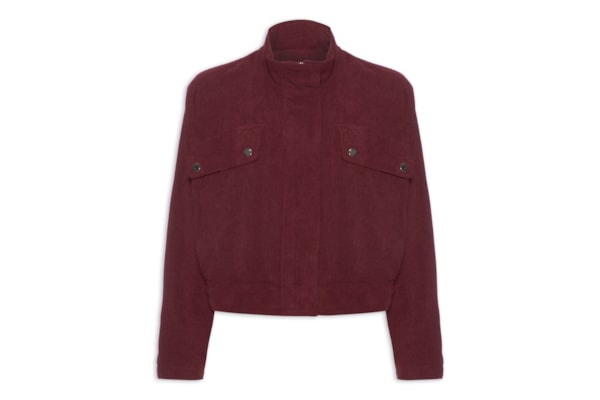 Casaco Feminino Gola Alta Em Veludo Cotelê - Vermelho
