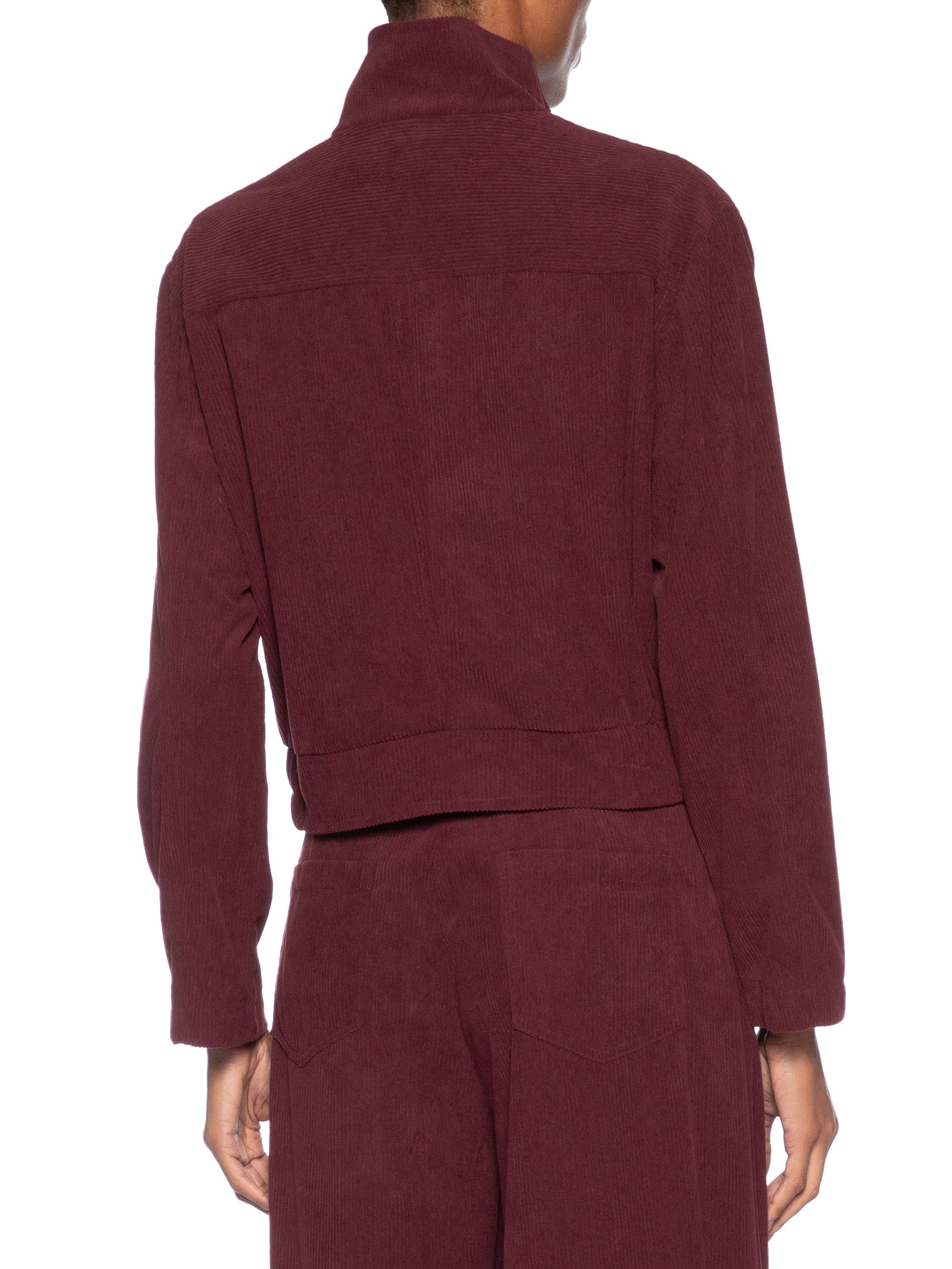 Casaco Feminino Gola Alta Em Veludo Cotelê Vermelho '2Essential